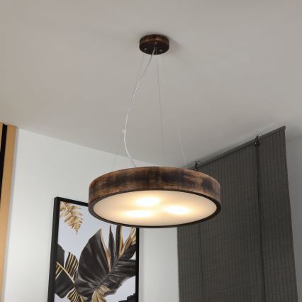 Brilagi - Lustre LED suspenso CARVALHO SMOKEY 3xE27/60W/230V, acabamento carvalho, Ø 47,5 cm