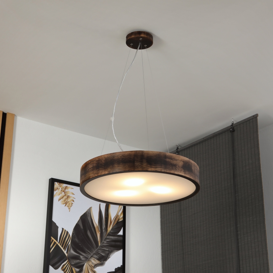 Brilagi - Lustre LED suspenso CARVALHO SMOKEY 3xE27/60W/230V, acabamento carvalho, Ø 47,5 cm