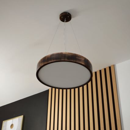 Brilagi - Lustre LED suspenso CARVALHO SMOKEY 3xE27/60W/230V, acabamento carvalho, Ø 47,5 cm