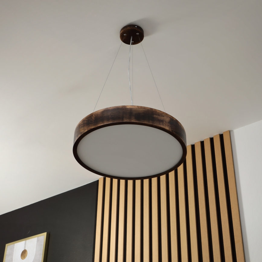 Brilagi - Lustre LED suspenso CARVALHO SMOKEY 3xE27/60W/230V, acabamento carvalho, Ø 47,5 cm