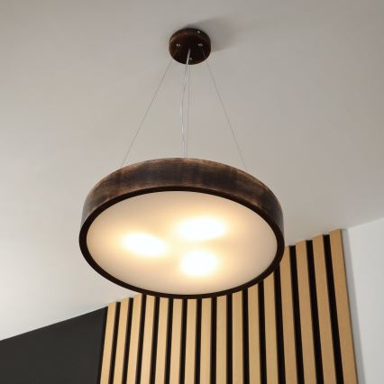 Brilagi - Lustre LED suspenso CARVALHO SMOKEY 3xE27/60W/230V, acabamento carvalho, Ø 47,5 cm