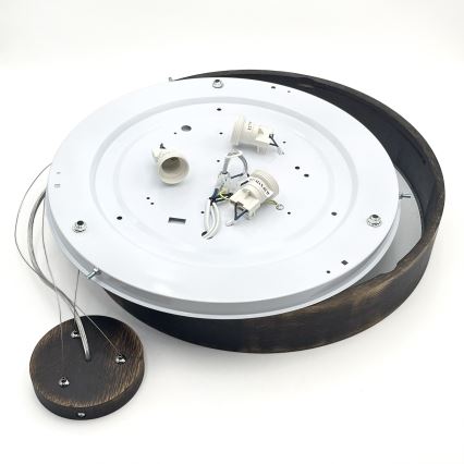 Brilagi - Lustre LED suspenso CARVALHO SMOKEY 3xE27/60W/230V, acabamento carvalho, Ø 47,5 cm