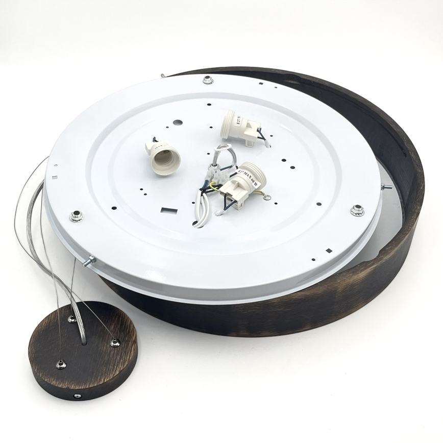 Brilagi - Lustre LED suspenso CARVALHO SMOKEY 3xE27/60W/230V, acabamento carvalho, Ø 47,5 cm