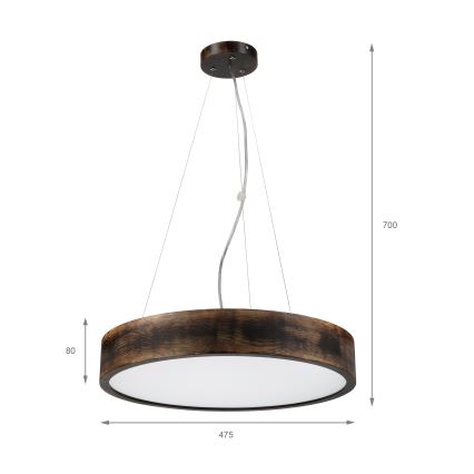 Brilagi - Lustre LED suspenso CARVALHO SMOKEY 3xE27/60W/230V, acabamento carvalho, Ø 47,5 cm
