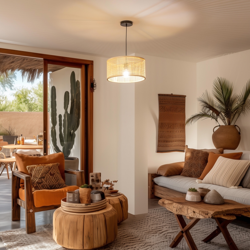 Brilagi - Lustre LED suspenso com cabo CERIA BOHO 1xE27/40W/230V Ø 25 cm bambu