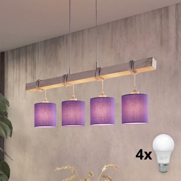 Brilagi - Lustre LED suspenso com cabo NUBILA 4xE27/60W/230V cinzento/roxo