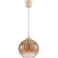 Brilagi - Lustre LED suspenso com cabo RETRO GLASS 1xE27/60W/230V Ø 18 cm bege/castanho fumado