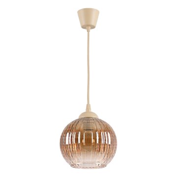 Brilagi - Lustre LED suspenso com cabo RETRO GLASS 1xE27/60W/230V Ø 18 cm bege/castanho fumado