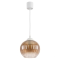Brilagi - Lustre LED suspenso com cabo RETRO GLASS 1xE27/60W/230V Ø 18 cm branco/castanho fumado
