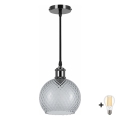 BRILAGI - Lustre LED suspenso com cabo RETRO GLASS 1xE27/60W/230V Ø 18 cm preto/cinza fumê