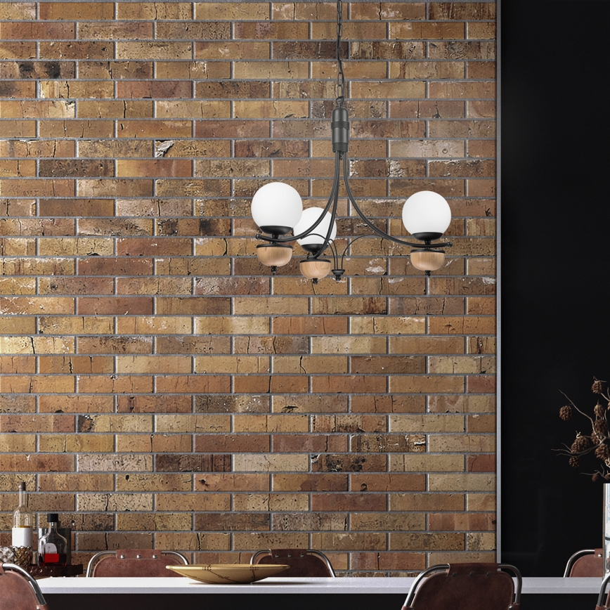 Brilagi - Lustre LED suspenso com corrente COTTAGE 3x G9/40 W/230 V carvalho/branco