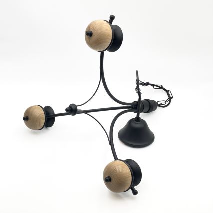 Brilagi - Lustre LED suspenso com corrente COTTAGE 3x G9/40 W/230 V carvalho/branco