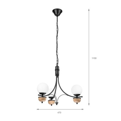 Brilagi - Lustre LED suspenso com corrente COTTAGE 3x G9/40 W/230 V carvalho/branco