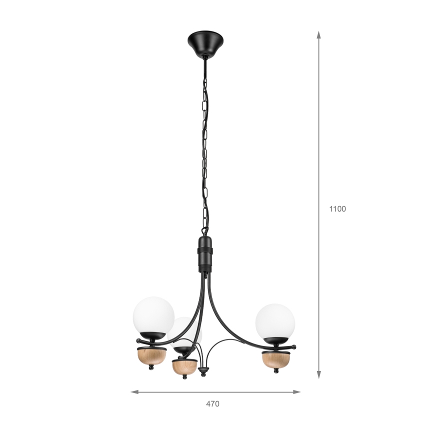 Brilagi - Lustre LED suspenso com corrente COTTAGE 3x G9/40 W/230 V carvalho/branco