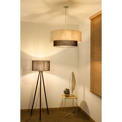 Brilagi - Lustre LED suspenso em cabo BOHO STYLE, 3x E27, 15W, 230V, Ø 60 cm, creme/castanho