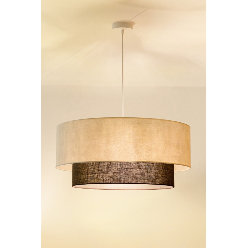 Brilagi - Lustre LED suspenso em cabo BOHO STYLE, 3x E27, 15W, 230V, Ø 60 cm, creme/castanho