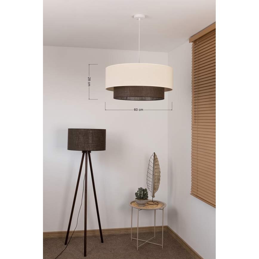 Brilagi - Lustre LED suspenso em cabo BOHO STYLE, 3x E27, 15W, 230V, Ø 60 cm, creme/castanho