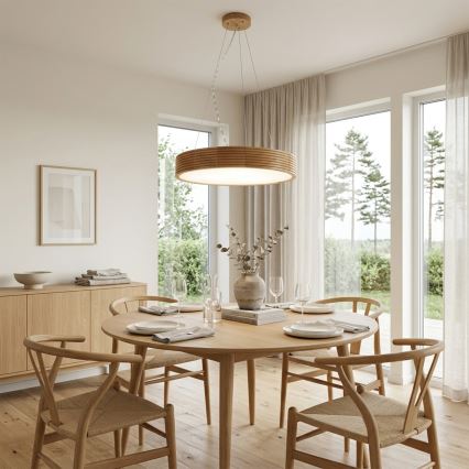 Brilagi - Lustre LED suspenso em cabo CARVALHO MODERN 3xE27/60W/230V acabamento em carvalho Ø 47,5 cm