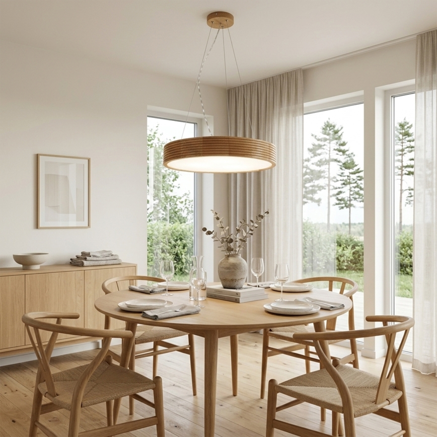 Brilagi - Lustre LED suspenso em cabo CARVALHO MODERN 3xE27/60W/230V acabamento em carvalho Ø 47,5 cm