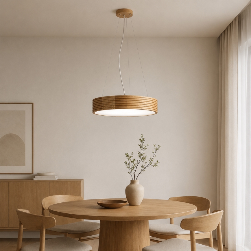 Brilagi - Lustre LED suspenso em cabo CARVALHO MODERN 3xE27/60W/230V acabamento em carvalho Ø 47,5 cm