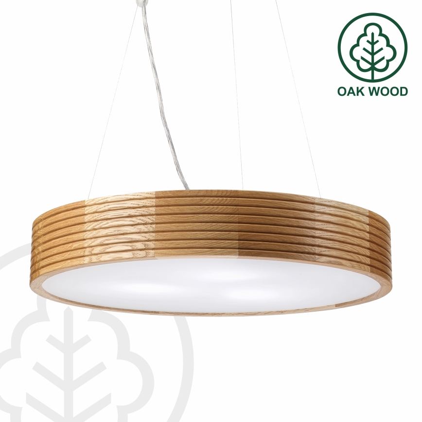 Brilagi - Lustre LED suspenso em cabo CARVALHO MODERN 3xE27/60W/230V acabamento em carvalho Ø 47,5 cm