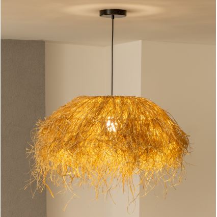 Brilagi - Lustre LED suspenso em cabo CERIA BOHO, 1x E27/40W/230V, diâmetro 60 cm, em ráfia
