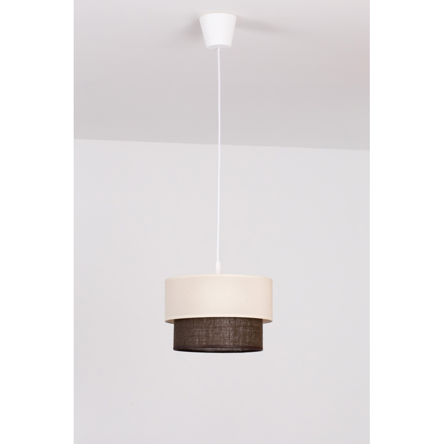 Brilagi - Lustre LED suspenso em cabo ESTILO BOHO 1xE27/15W/230V Ø 25 cm creme/castanho