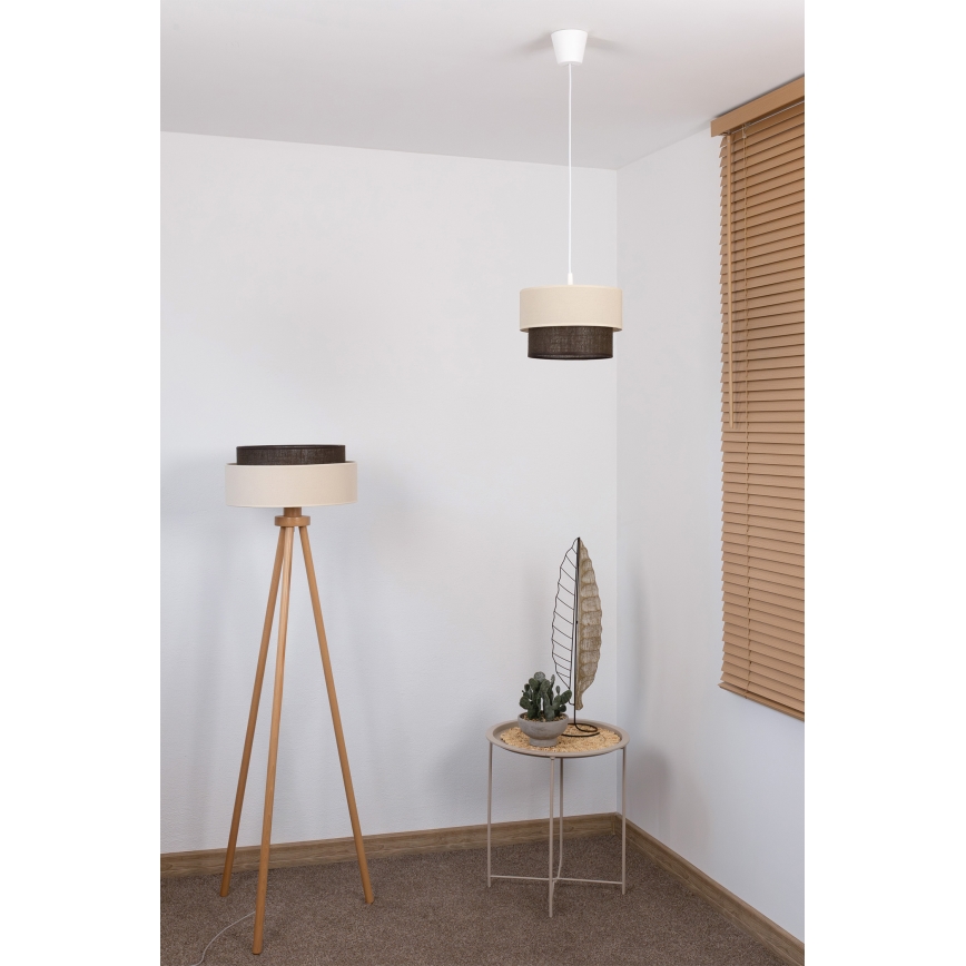 Brilagi - Lustre LED suspenso em cabo ESTILO BOHO 1xE27/15W/230V Ø 25 cm creme/castanho