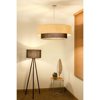 Brilagi - Lustre LED suspenso em cabo Estilo BOHO 3xE27/15W/230V, Ø 80 cm, creme/castanho