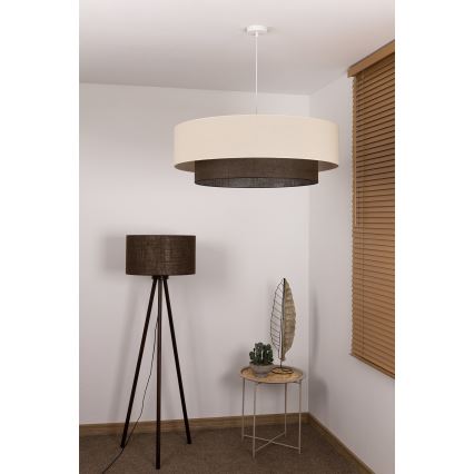 Brilagi - Lustre LED suspenso em cabo Estilo BOHO 3xE27/15W/230V, Ø 80 cm, creme/castanho