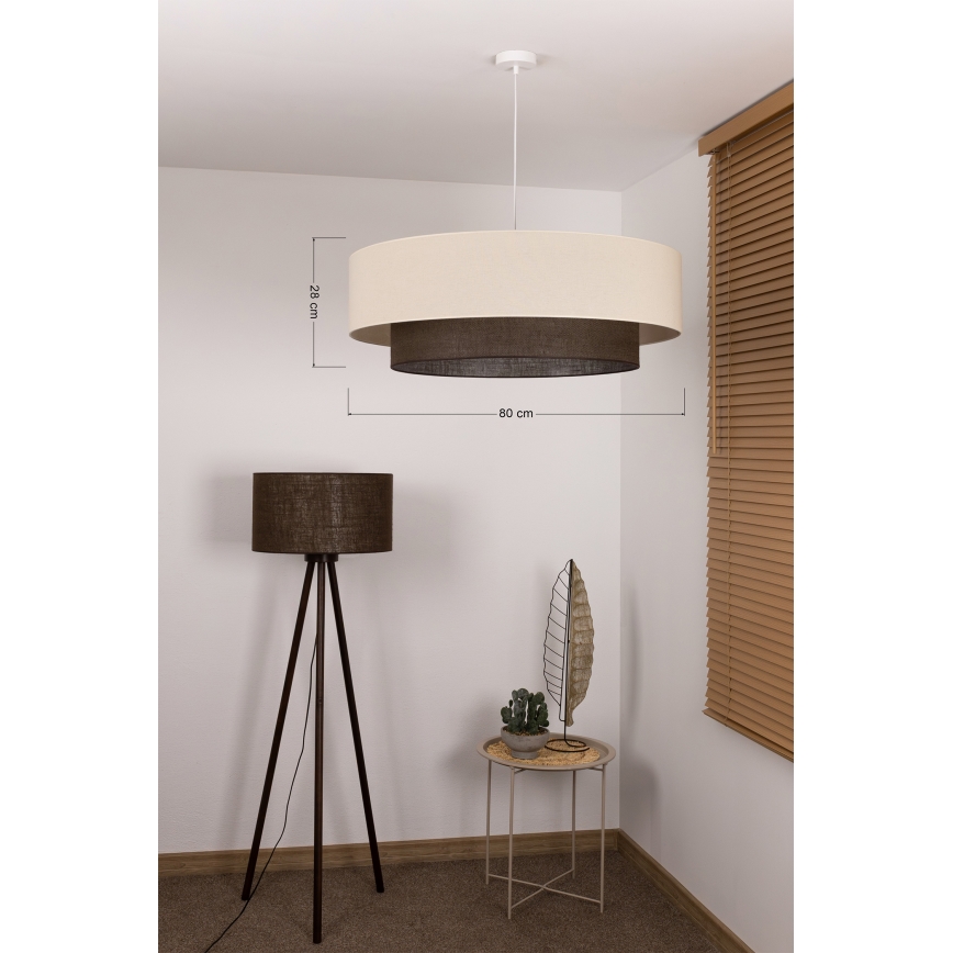 Brilagi - Lustre LED suspenso em cabo Estilo BOHO 3xE27/15W/230V, Ø 80 cm, creme/castanho