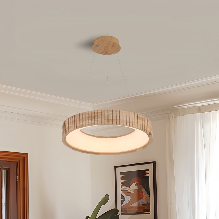 Brilagi - Lustre LED suspenso por cabo FALCON WOOD MODERN LED/30W/230V 3000/4000/6000K diâmetro 45 cm madeira