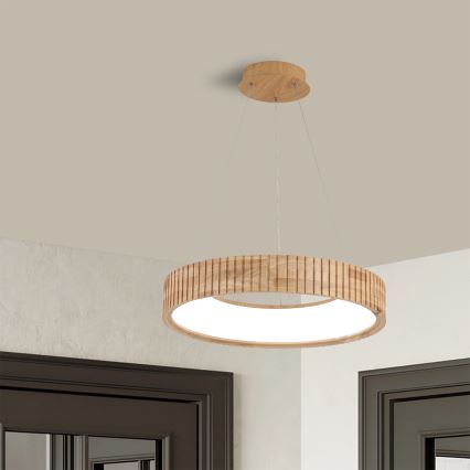 Brilagi - Lustre LED suspenso por cabo FALCON WOOD MODERN LED/30W/230V 3000/4000/6000K diâmetro 45 cm madeira