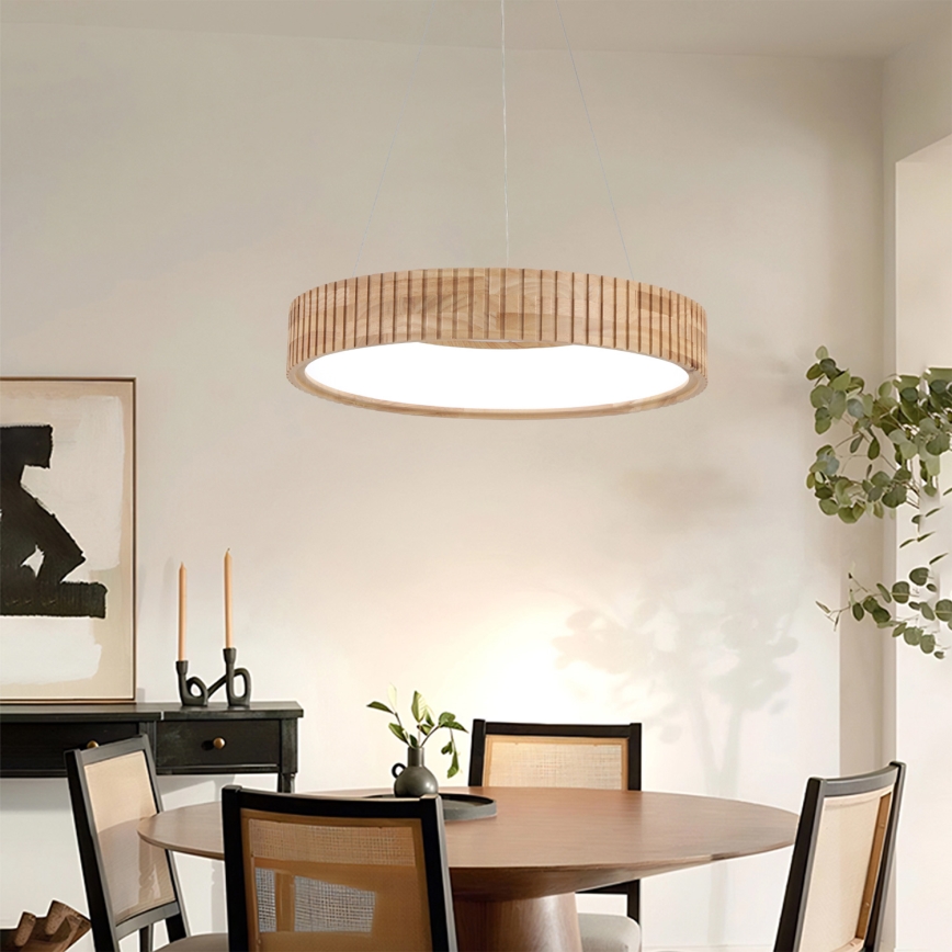 Brilagi - Lustre LED suspenso por cabo FALCON WOOD MODERN LED/30W/230V 3000/4000/6000K diâmetro 45 cm madeira