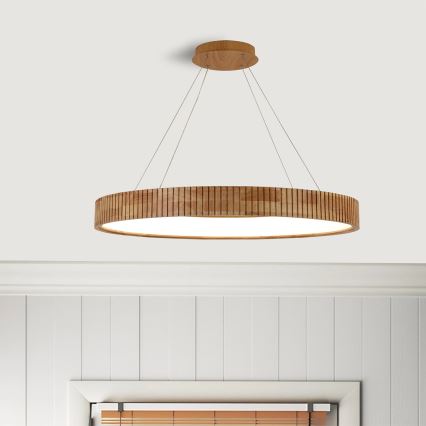 Brilagi - Lustre LED suspenso por cabo FALCON WOOD MODERN LED/60W/230V 3000/4000/6000K diâmetro 80 cm madeira
