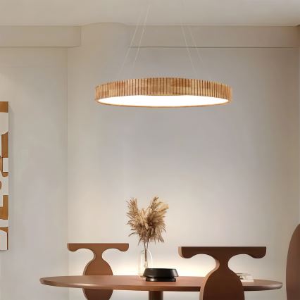 Brilagi - Lustre LED suspenso por cabo FALCON WOOD MODERN LED/60W/230V 3000/4000/6000K diâmetro 80 cm madeira