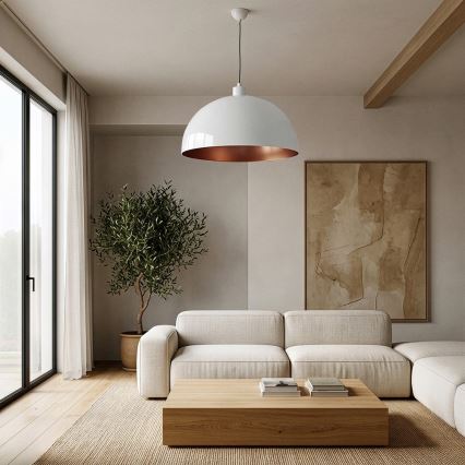 BRILAGI - Lustre LED suspenso em cabo METALO 1xE27/40W/230V Ø 60 cm branco/cobre