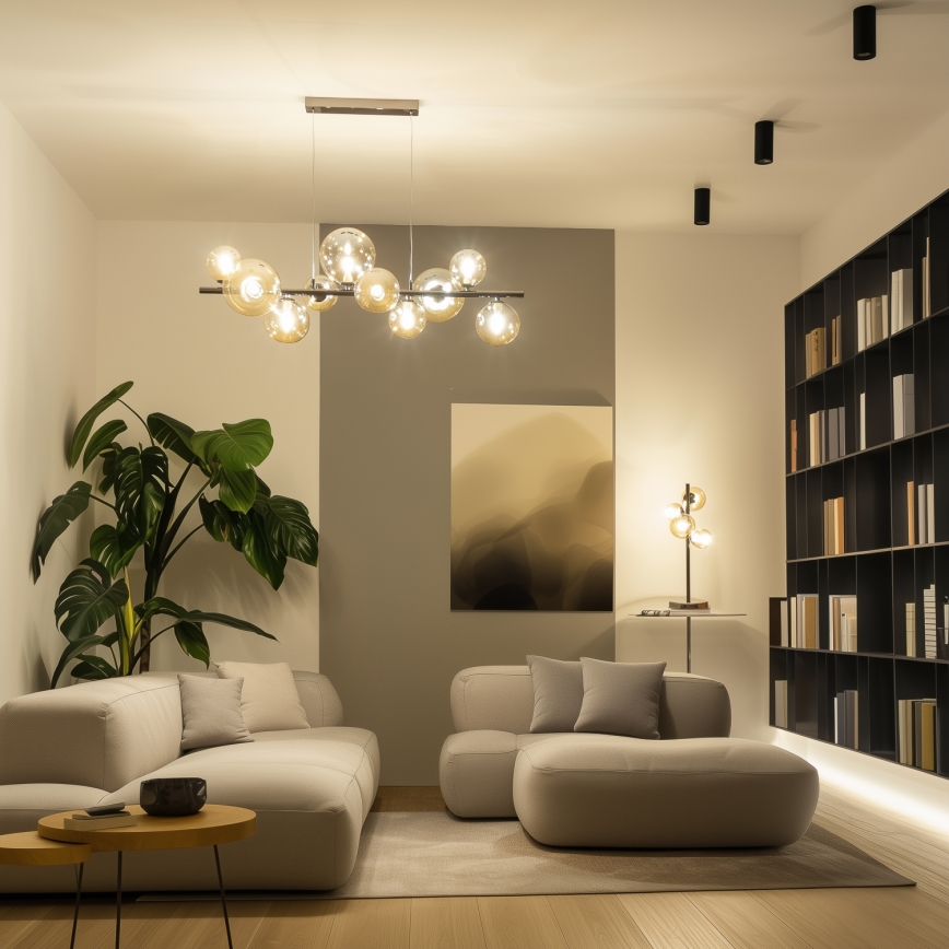 Brilagi - Lustre LED suspenso em cabo MILLA 10xG9/3W/230V preto cromo/dourado