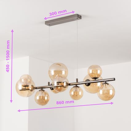 Brilagi - Lustre LED suspenso em cabo MILLA 10xG9/3W/230V preto cromo/dourado
