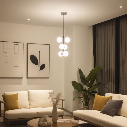 Brilagi - Lustre LED suspenso em cabo MILLA 6xG9/3W/230V preto cromado/branco