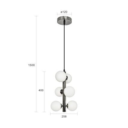Brilagi - Lustre LED suspenso em cabo MILLA 6xG9/3W/230V preto cromado/branco