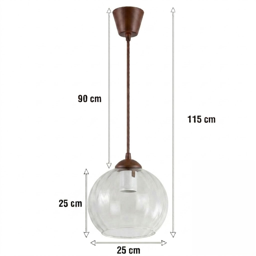 BRILAGI - Lustre LED suspenso em cabo RETRO GLASS 1xE27/60W/230V diâmetro 25 cm castanho/transparente