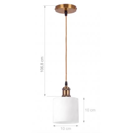 BRILAGI - Lustre LED suspenso em cabo RETRO GLASS 1xE27/60W/230V Ø 10 cm dourado/branco