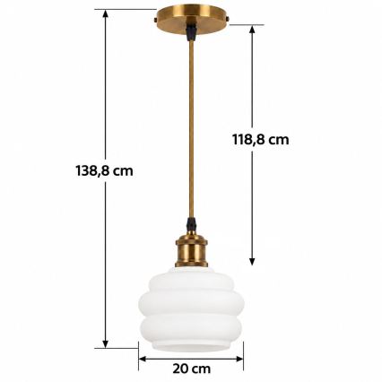 BRILAGI - Lustre LED suspenso em cabo RETRO GLASS 1xE27/60W/230V Ø 20 cm dourado/branco