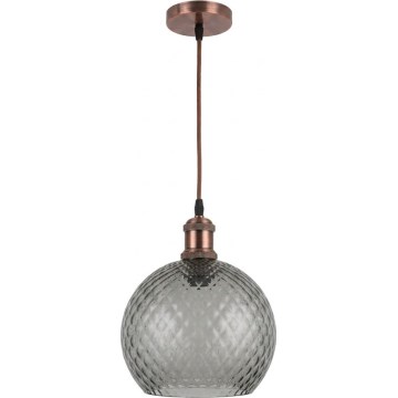 Brilagi - Lustre LED suspenso em cabo RETRO GLASS 1xE27/60W/230V Ø 25 cm cobre/cinza fumê