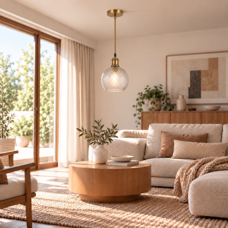BRILAGI - LED Lustre suspenso por cabo RETRO GLASS 1xE27/60W/230V Ø 25 cm dourado/cinza fumê