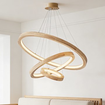 Brilagi - Lustre LED suspenso em cabo UMEA WOOD LED/45W/230V Ø 60 cm madeira