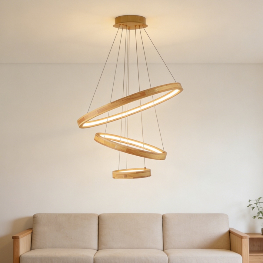 Brilagi - Lustre LED suspenso em cabo UMEA WOOD LED/45W/230V Ø 60 cm madeira