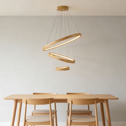 Brilagi - Lustre LED suspenso em cabo UMEA WOOD LED/45W/230V Ø 60 cm madeira