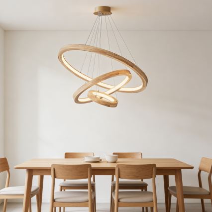 Brilagi - Lustre LED suspenso em cabo UMEA WOOD LED/45W/230V Ø 60 cm madeira